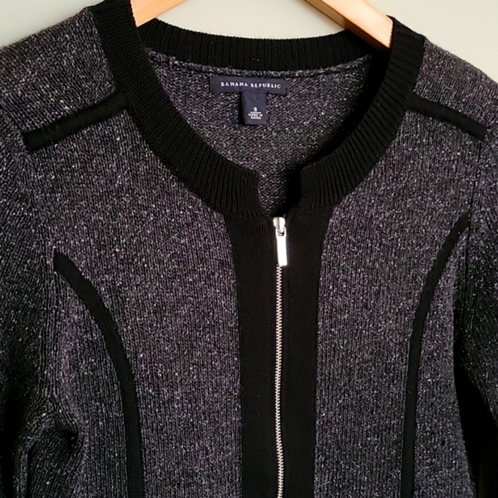 Banana Republic Merino Wool Silk Blend Speckled Zip Up Cardigan Sweater - Picture 9 of 9
